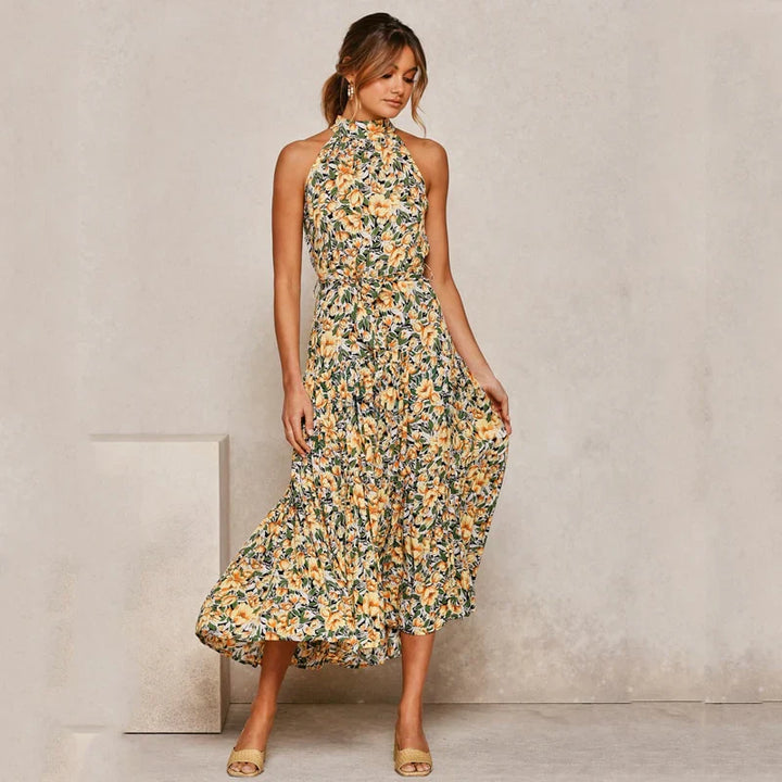 Levoire | Robe longue dos nu à pois Jaune 1