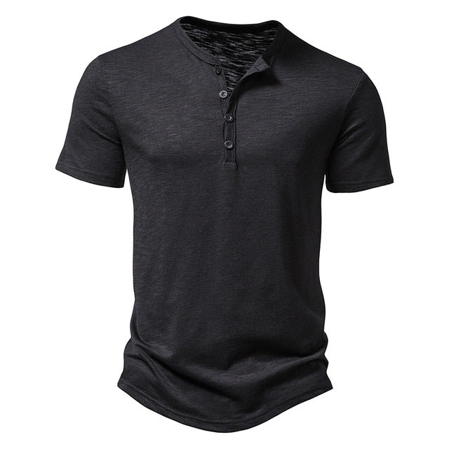 Levoire | T-Shirt Henley Col Mi Homme noir