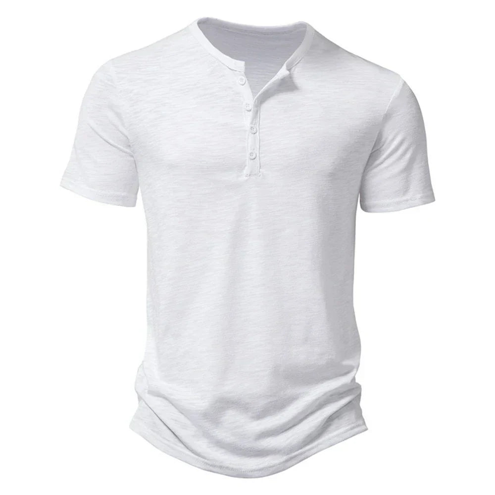 Levoire | T-Shirt Henley Col Mi Homme blanc