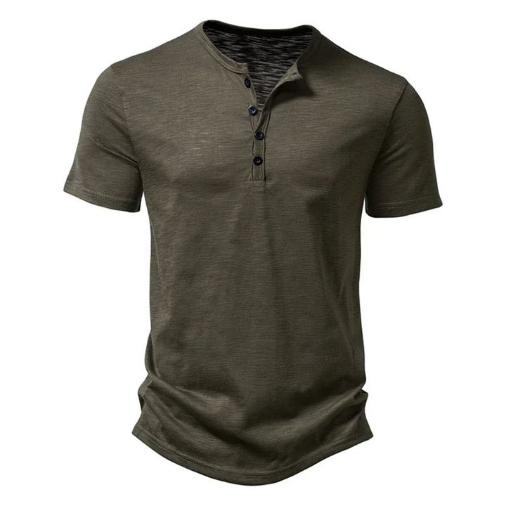 Levoire | T-Shirt Henley Col Mi Homme vert olive
