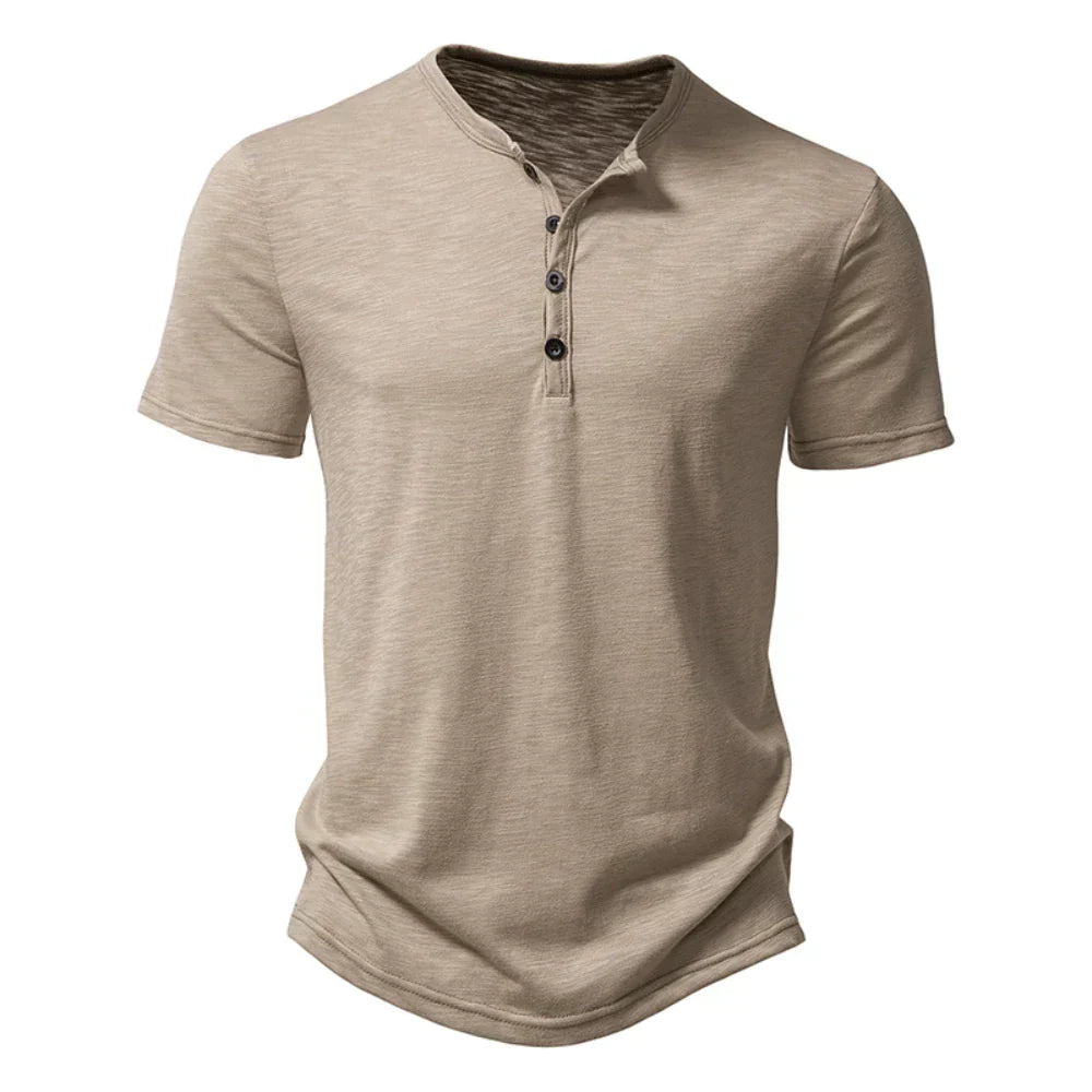 Levoire | T-Shirt Henley Col Mi Homme khaki