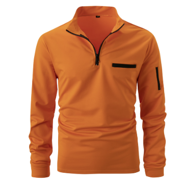 Levoire | Pull Avec Demi-Zip Quart De Zip Manches Longues Polo Polo Orange