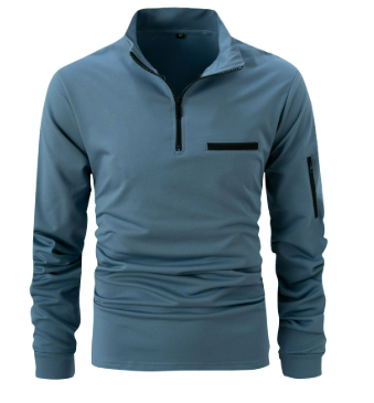 Levoire | Pull Avec Demi-Zip Quart De Zip Manches Longues Polo Polo Bleu