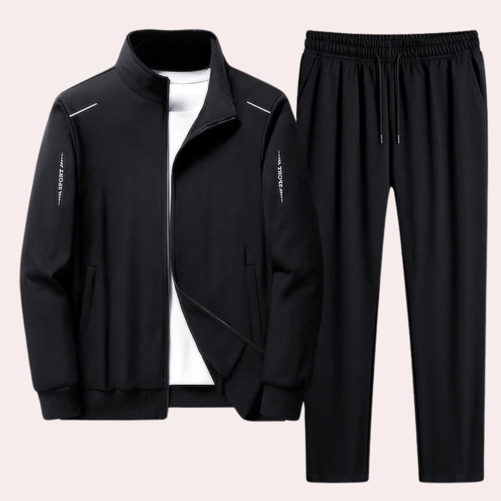 Levoire | Zip Pantalon Élastique Ensemble De Jogging Vêtements De Sport Noir