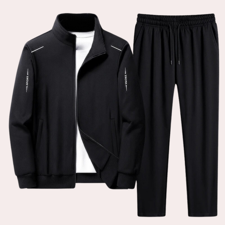 Levoire | Zip Pantalon Élastique Ensemble De Jogging Vêtements De Sport Noir