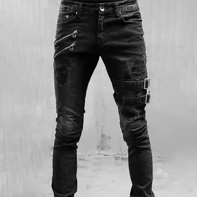 Levoire | Jeans Pour Hommes Tendance Avec Fermetures Éclair Noir