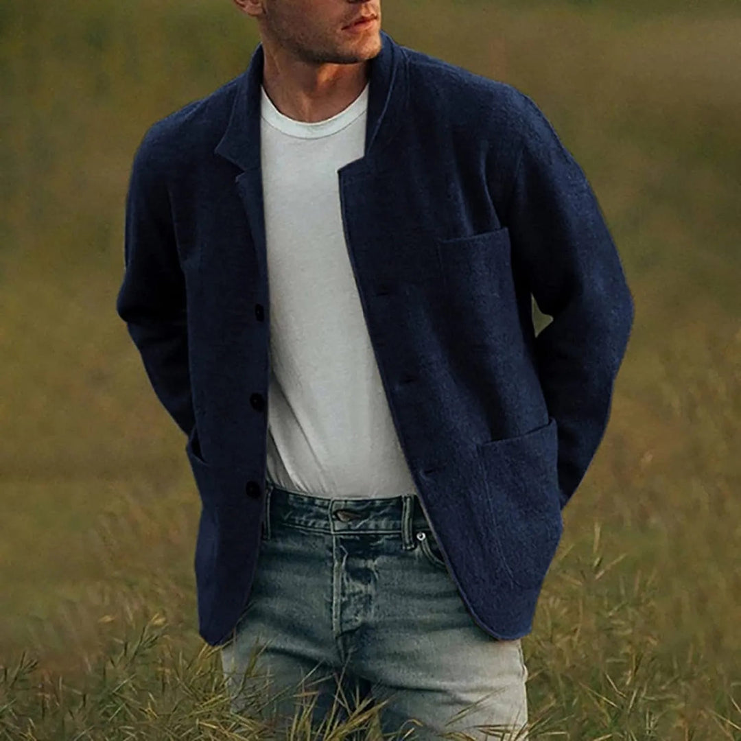 Levoire | Veste Blazer Décontractée À Boutons Chemise Bleu