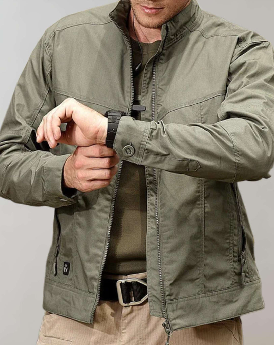 Levoire | Veste D'Été Verte Légère Avec Zip vert olive