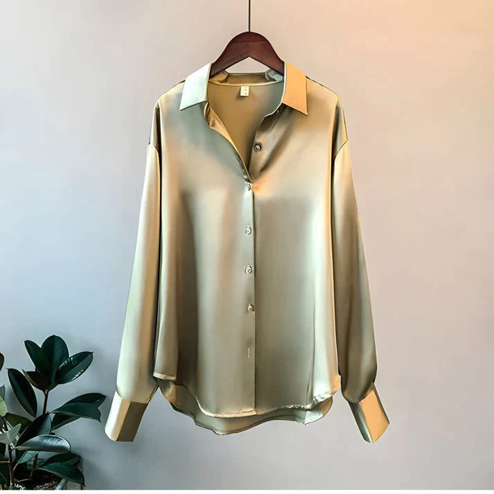 Levoire | Chemise en soie élégante vert olive