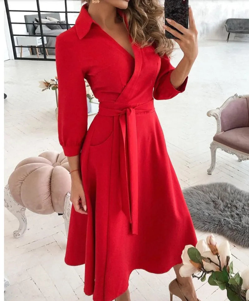 Levoire | Robe Portefeuille Élégante Pour Femme Rouge