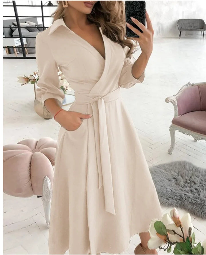 Levoire | Robe Portefeuille Élégante Pour Femme Kaki