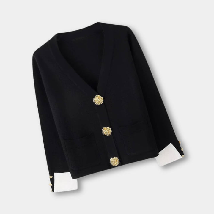 Levoire | V Jacket With Long Sleeves And V-Neck With Side Pockets Noir