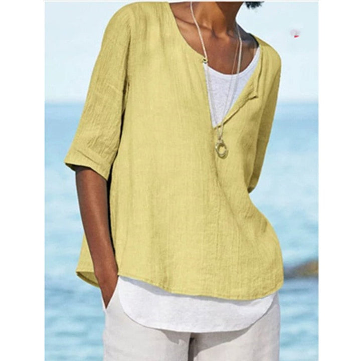 Levoire | Chemise À Col En V Pour Femmes Jaune