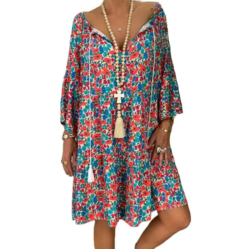 Levoire | Robe À Col En V Fleurie Confortable Rot fleuri