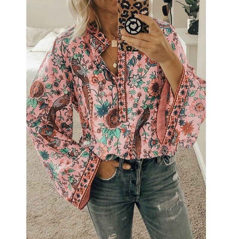 Levoire | Élégante Chemise Boho Chic Femme Rosa