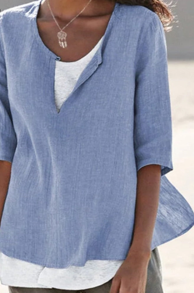 Levoire | Chemise À Col En V Pour Femmes Bleu