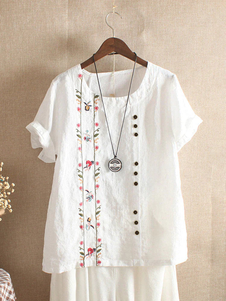 Levoire | Blusa bordada rosa manga Blanc