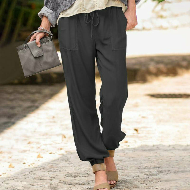Levoire | Pantalon À Cordon De Serrage Uni Noir