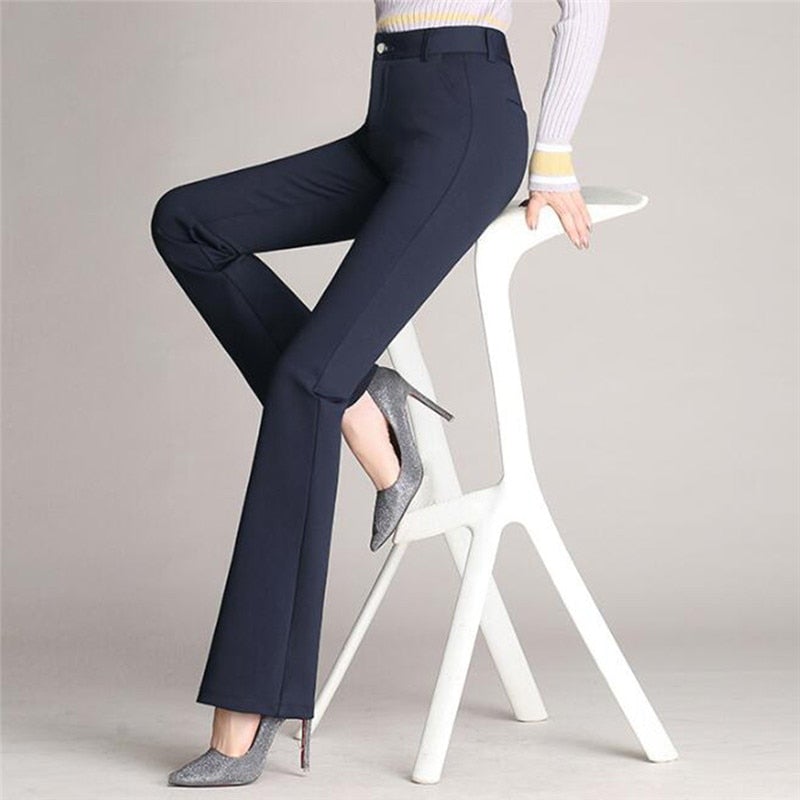 Levoire | Bas De Pantalon Taille Haute Ajusté bleu marine