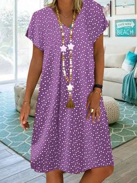 Levoire | Robe Bohème À Col En V Pour Femmes Violet
