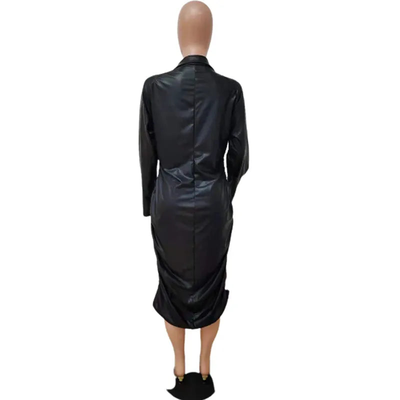 Levoire | Robe Midi À Manches Longues En Pu Skinn Surpoids