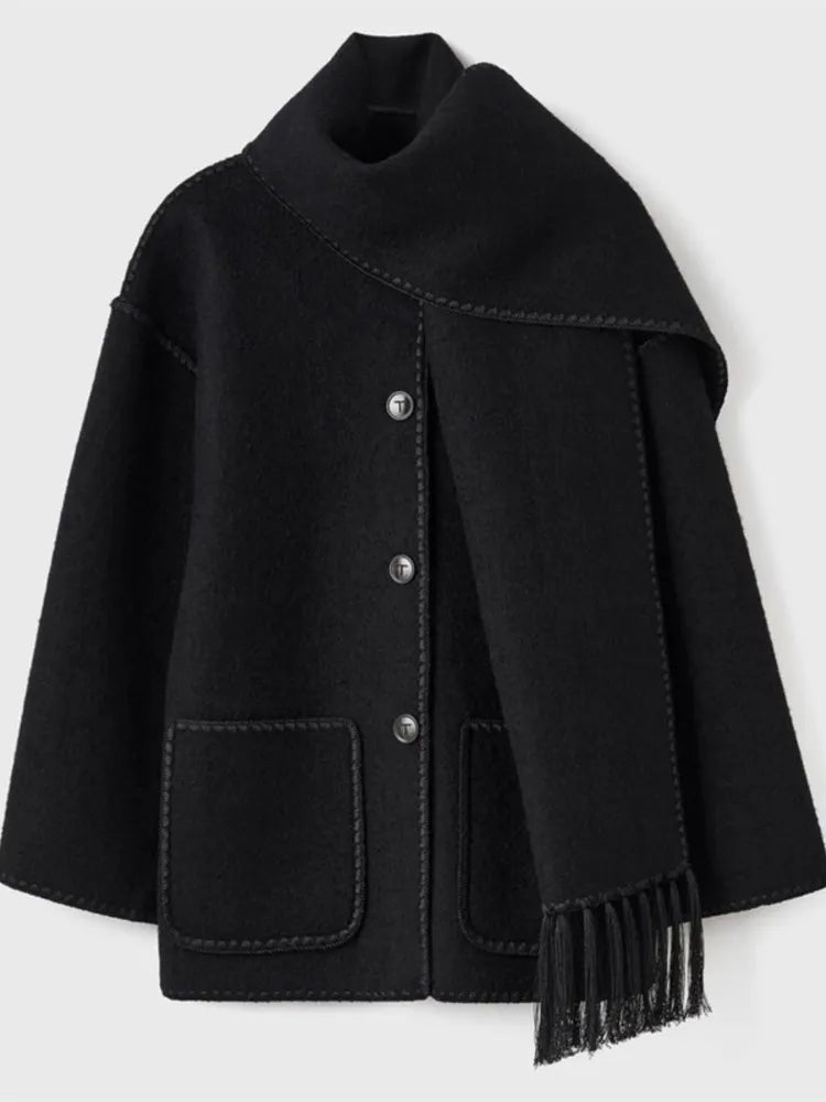 Levoire | Élégant Écharpe-Chaqueta Chaud Noir