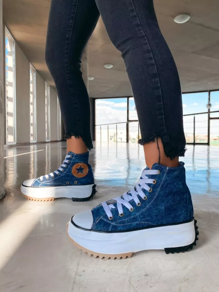 Levoire | Baskets Hautes Pour Femmes Élégantes Et Confortables Avec Semelles Orthopédiques Bleu