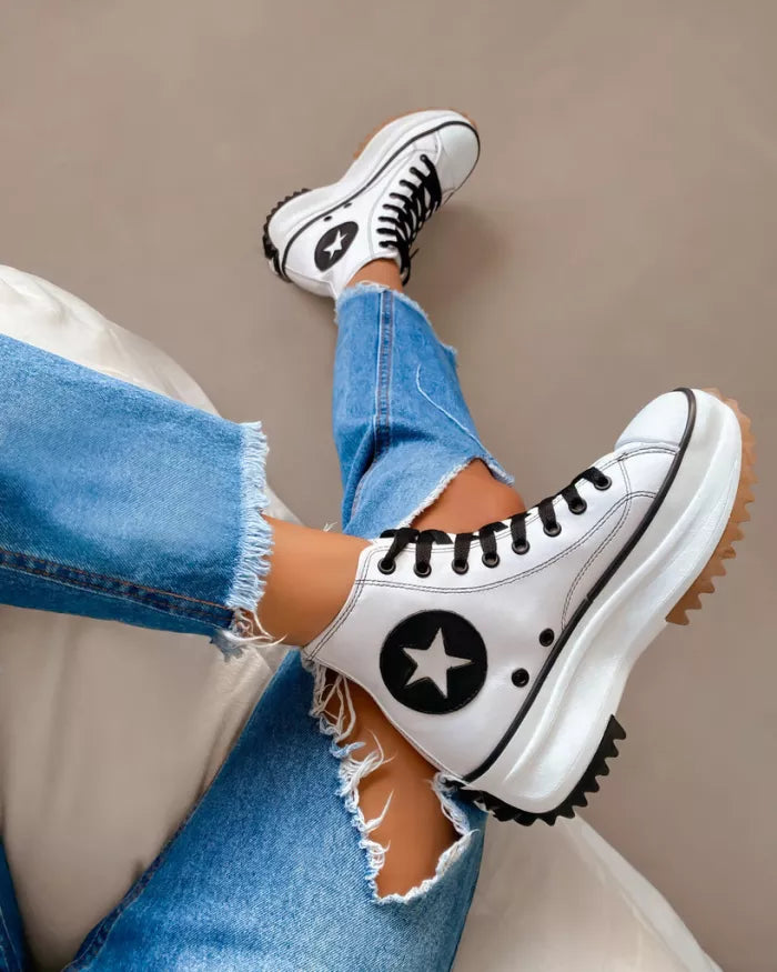 Levoire | Baskets Hautes Pour Femmes Élégantes Et Confortables Avec Semelles Orthopédiques Blanc