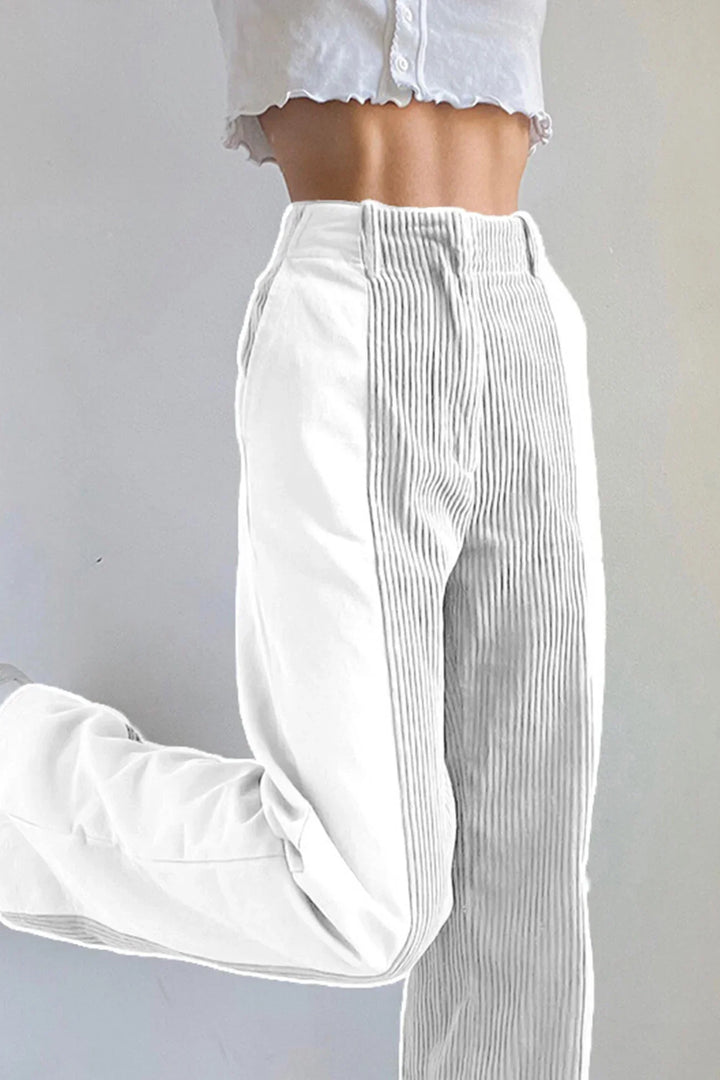 Levoire | Pantalon Long Taille Haute Pour Femmes Blanc