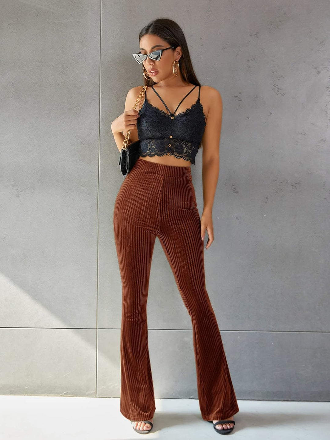 Levoire | Pantalons En Velours Côtelé Évasés Pour Femmes Braun