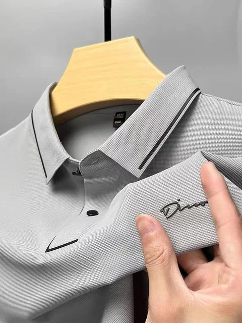 Levoire | Chemise En Soie À Col Polo Gris
