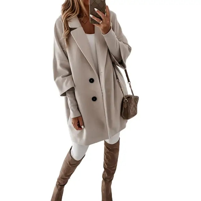 Levoire | Veste Longue Élégante Avec Manches 3/4 Gris clair