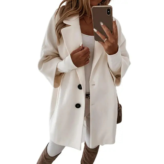 Levoire | Veste Longue Élégante Avec Manches 3/4 Blanc