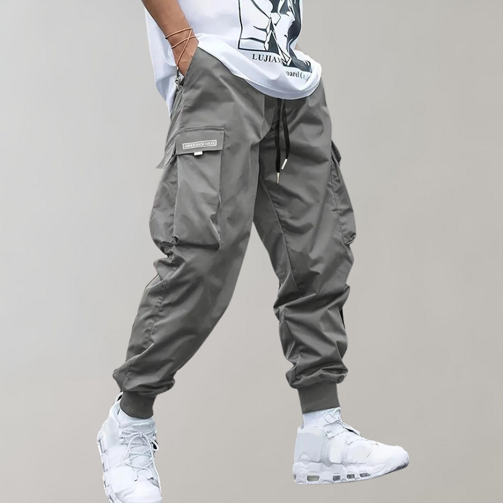 Levoire | Pantalons Cargo Amples Avec Cordons Ajustables Et Plusieurs Poches Gris