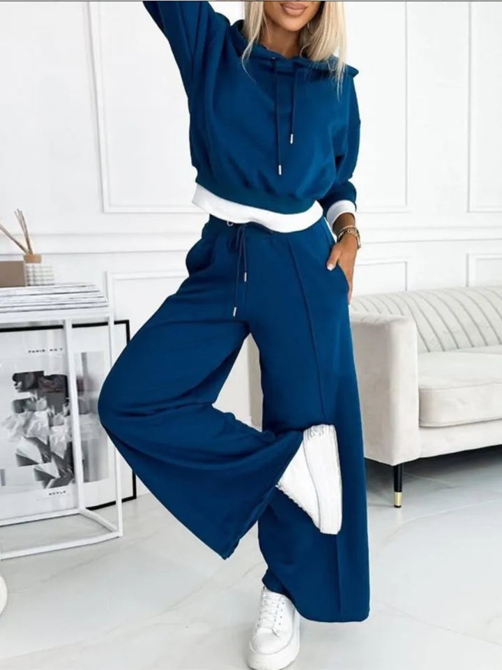 Levoire | Jogger Set Boutonné Jambes Amples Survêtement Co Ord Set Femmes Bleu