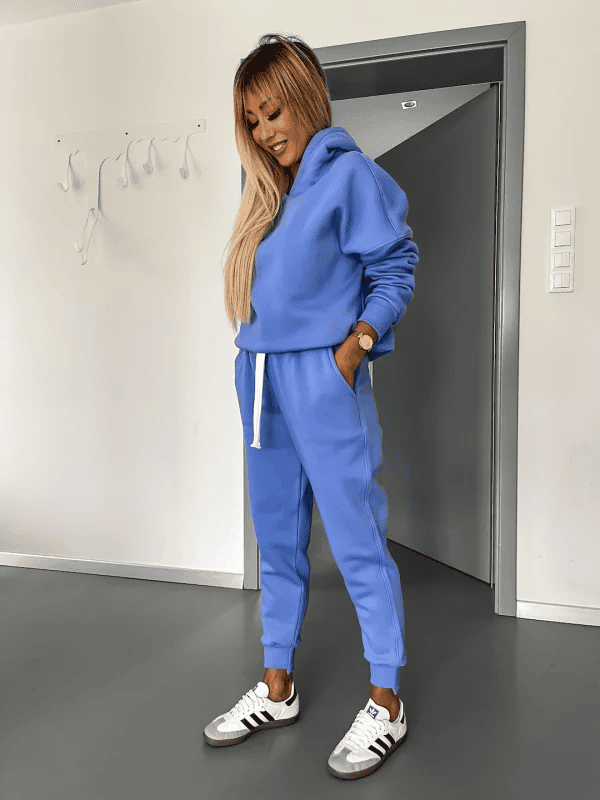Levoire | Ensemble De Sweatpants Confortable Ensemble De Cordon Ensembles De Jogger Pour Femmes Bleu
