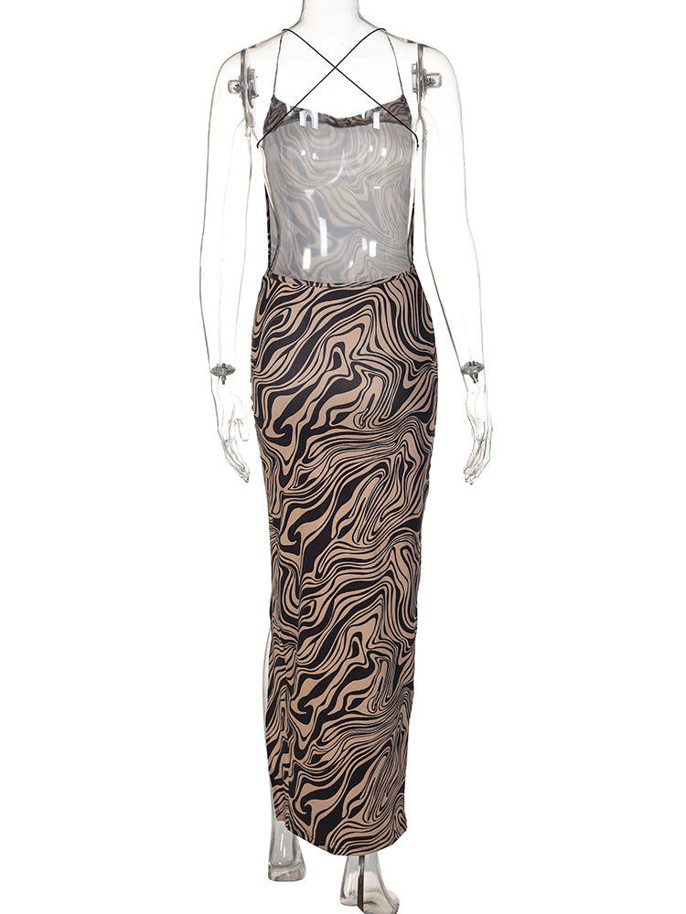 Levoire | Motif Léopard Avec Décolleté En V Et Fente Robe Maxi