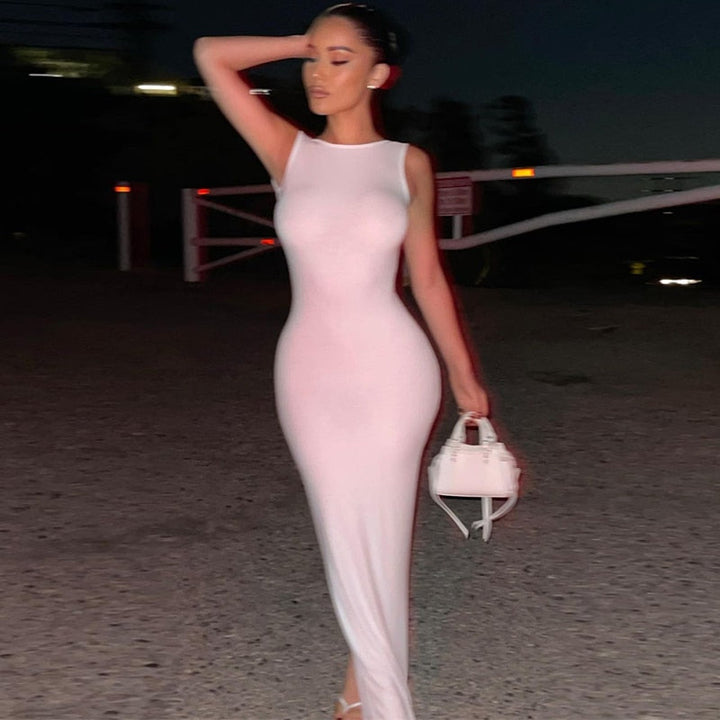 Levoire | Ouvert Au Dos Robes Maxi Sans Manches Blanc