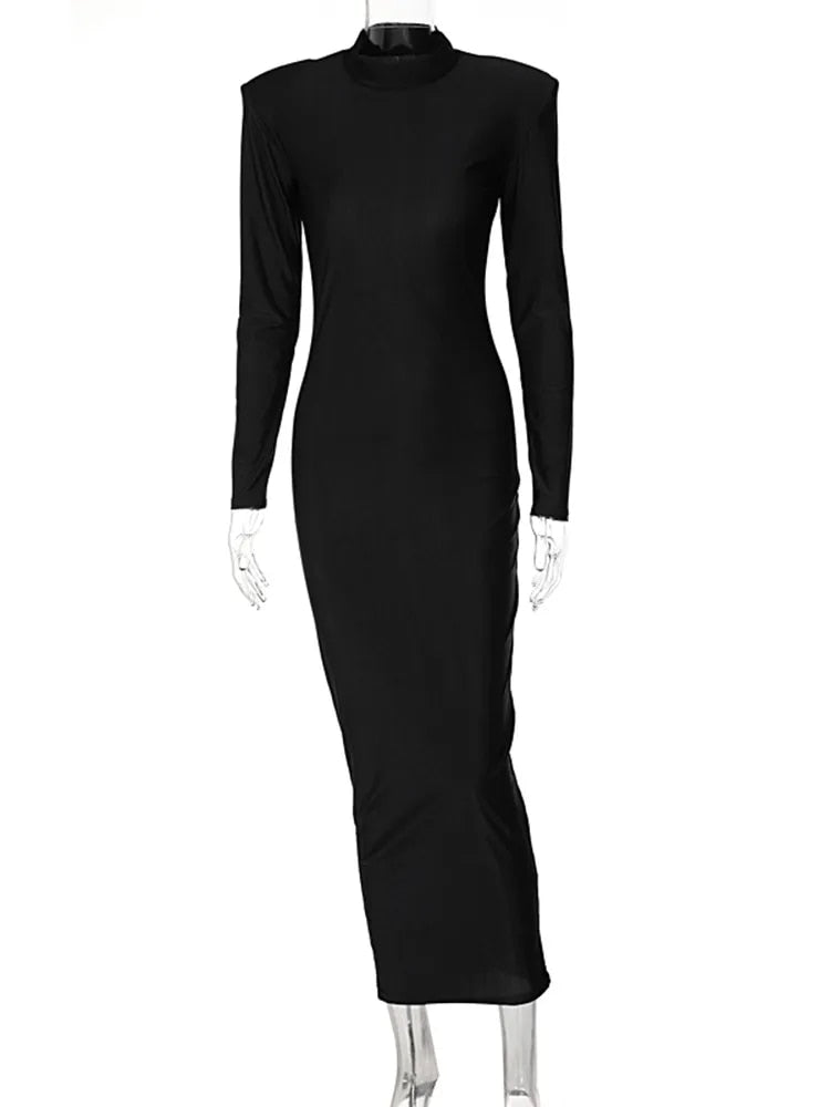 Levoire | Robes À Manches Longues Avec Épaulettes Col Montant Maxi Robes