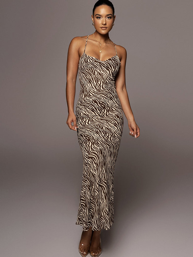 Levoire | Robe Maxi Décontractée À Imprimé Zèbre Zèbre