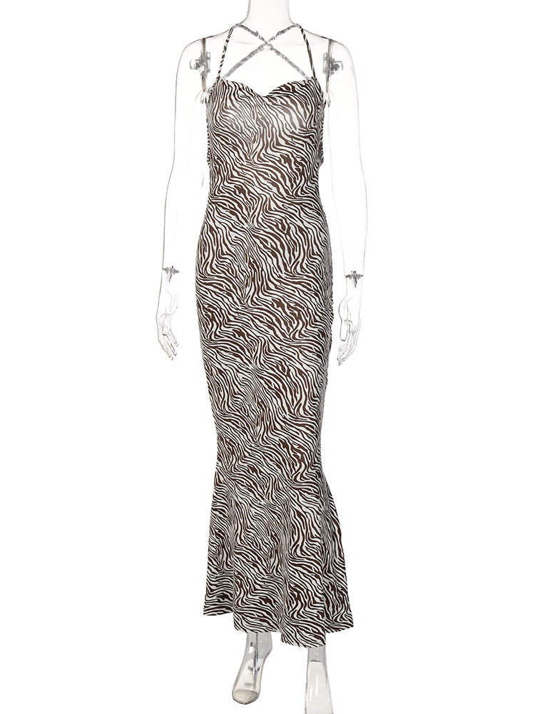 Levoire | Robe Maxi Décontractée À Imprimé Zèbre
