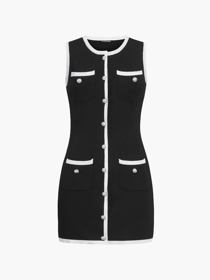 Levoire | Bouton De Poche Robe Pull Sans Manches Courte