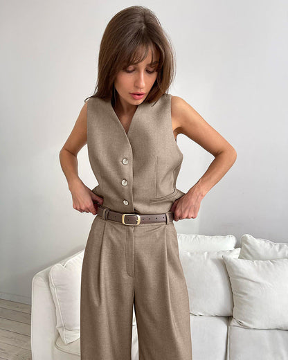 Levoire | Élégant Gilet & Pantalons Costume Compatible Costume marron