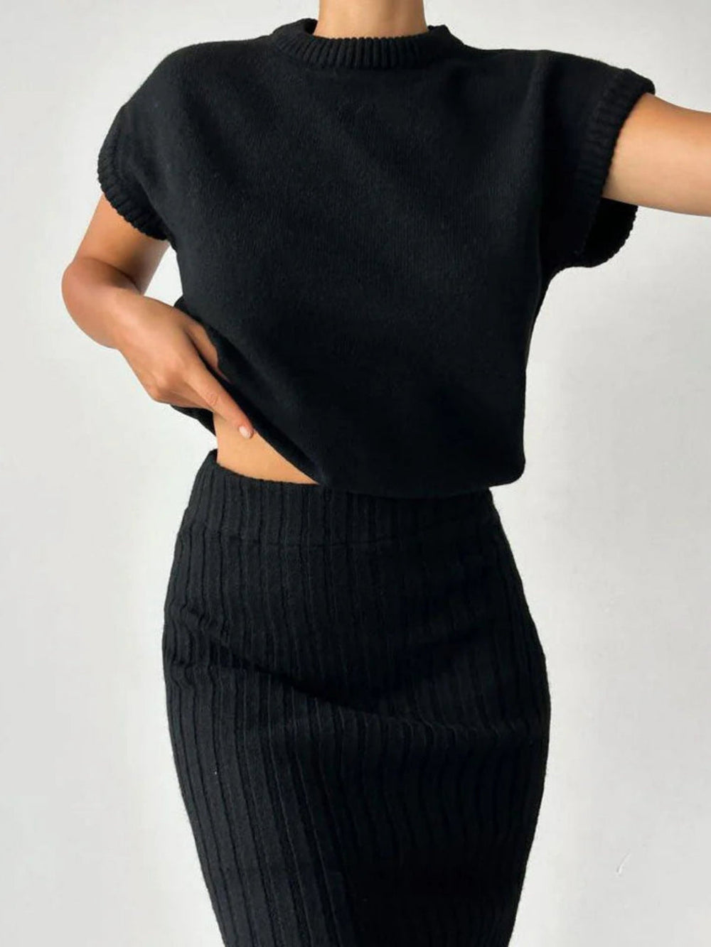 Levoire | Haut Tricot Et Jupe Midi À Taille Haute Set