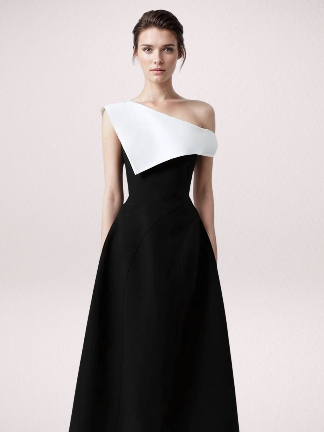 Levoire | Élégance Noir Et Blanc Robe Off-Shoulder Noir