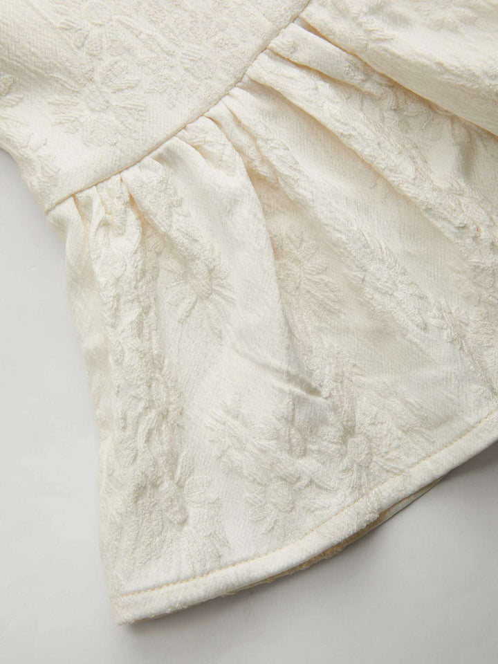 Levoire | Haut Floral à Col Froncé et Boutons Style