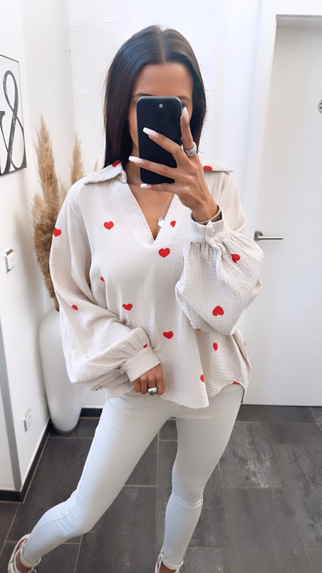 Levoire | Motif Cœur V Décolleté Blouse