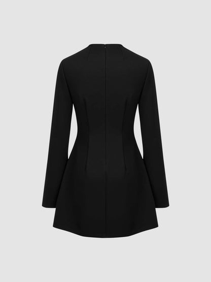 Levoire | Robe Mini À Col Rond Uni À Manches Longues