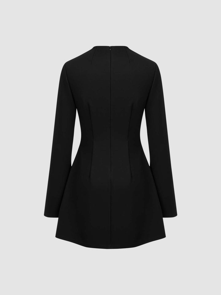 Levoire | Robe Mini À Col Rond Uni À Manches Longues
