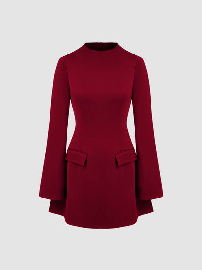 Levoire | Robe Mini À Col Rond Uni À Manches Longues Rot